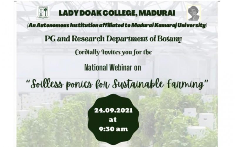 Upcomming Event - Soilless Ponics for Sustainable Farming